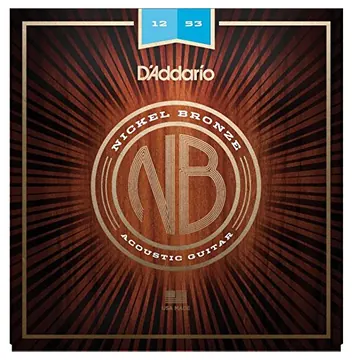 D'Addario NB1253 Nickel Bronze Acoustic Guitar Strings, Light, 12-53