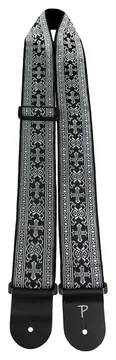 Perris Metallic Silver Cross Jacquard Guitar Strap