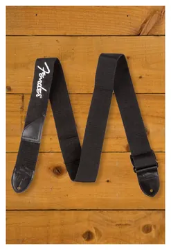 Fender 2 inch Guitar Strap, Black with White Fender Logo