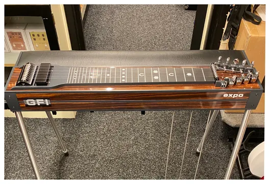 Vintage Wood Laminate GFI S10PE Expo Model Pedal Steel Guitar with Pad and Hardcase [10-string Single Neck with 3 Pedals & 4 Knee Levers - Made in USA]