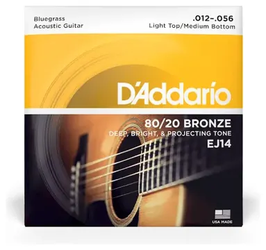D'Addario Daddario 80/20 Bronze EJ14 Light Top / Medium Bottom Set, 12-56