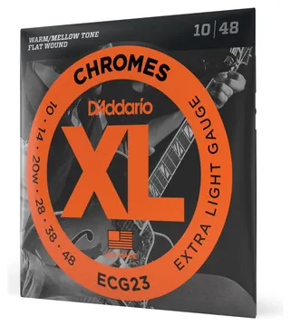 D'Addario ECG23 Chromes Flat Wound Electric Guitar Strings, Extra Light, 10-48