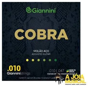 Giannini Encordoamento Giannini Cobra 0.10 Violão Aço Fósforo Bronze (i)