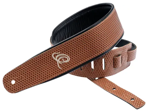 Ortega OSCU-5 Guitar Genuine Leather Strap Ledergurt (70mm), Tan Braid