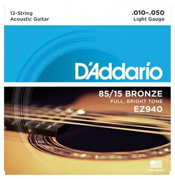 D'Addario EZ940 Great American Bronze Light (.010.-050) 12-String Acoustic Guitar Strings