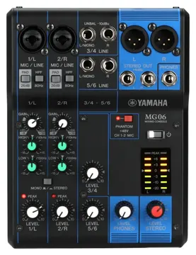 Yamaha Mesa de Som Yamaha MG06 6 Canais com Pré-amplificadores
