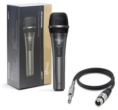Stagg Microfone Dinâmico Stagg SDMP10 Cardioide Preto 3,5m
