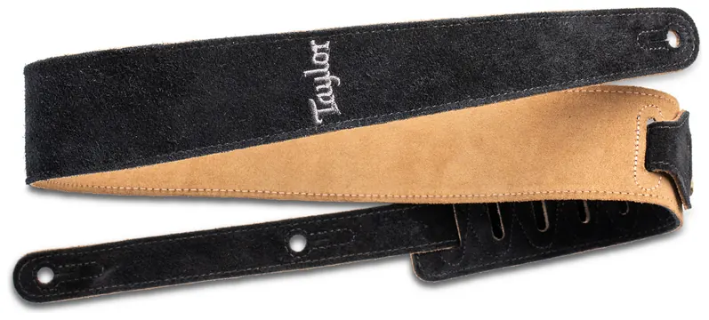 Taylor 2.5" Embroidered Suede Guitar Strap, Black