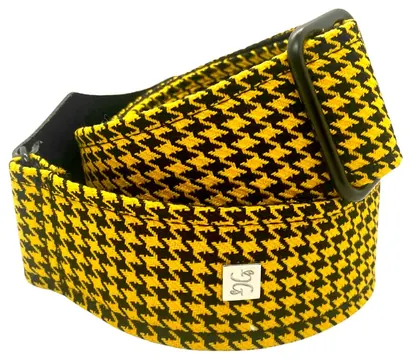 Getm Getm Fly Hounds Tooth Yellow Polyesterstoff-Gitarrengurt 51mm