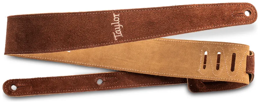 Taylor 2.5 Inch Embroidered Suede Guitar Strap Chocolate Brown