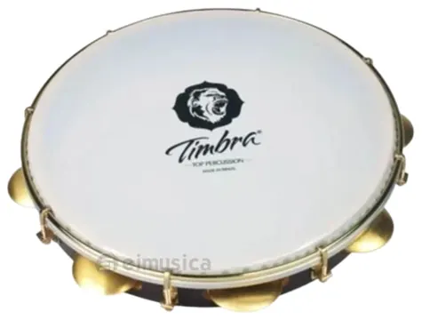 Timbra Pandeiro Timbra Profissional 11" Formica com Aro Niquelado Pele leitosa Com Capa