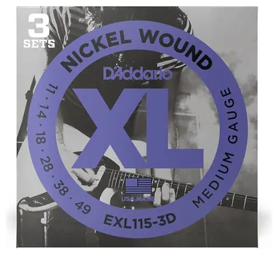 D'Addario EXL115-3D - XL Electric Nickel Wound 3er Pack | 011-049