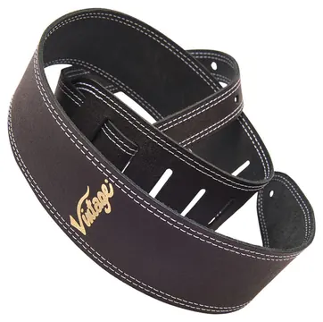 Vintage VLS01BK Gitarrengurt, Leder, Black