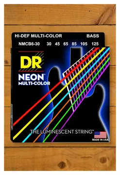 DR Hi-Def Neon Coated Nickel Plated Steel Coloured 6-String Bass Strings - Long Scale 30-125