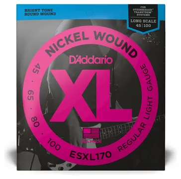 D'Addario ESXL117 Nickel Wound Bass Light 45-100 Double Ball End Long Scale