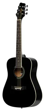 Stagg SA20D 3/4 LH-BK 3/4 akoestische gitaar, dreadnought, met lindehouten bovenblad, zwart, linkshandig model