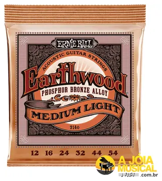 Ernie Ball Encordoamento Ernie Ball Earthwood Phosphor Bronze Medium Light Violão Aço