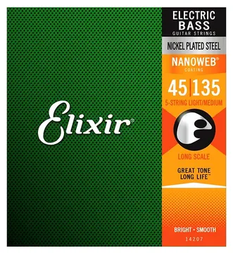 Elixir 45/135 5 Cordas Light/Medium Nickel Plated Steel 14207 Long Scale