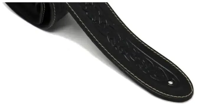 Leathergraft Celtic Embossed Black Leather Guitar Strap
