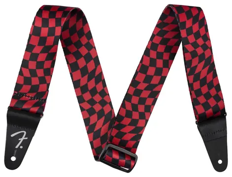Fender Wavey Checkerboard red rot Strap Gitarrengurt