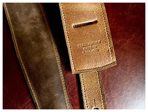 Walsall Hand Made Premium Padded Bridle Leather Guitar Strap Cedarwood Brown