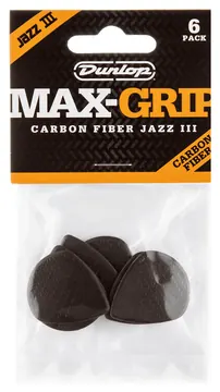 Dunlop 471P3C Max Grip Jazz III Carbon Fiber 1.38mm Plectrum 6-Pack