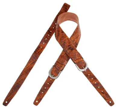 Magrabo Straps Tw in Buckle TC Embossed Croco Lux Marrone 7 cm fibbie Round Argento Antico