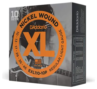 D'Addario EXL110-10P Pro 10 Set Pack Electric Guitar Strings 10-46