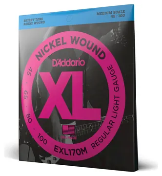 D'Addario EXL170M Nickel Wound Bass, Light, 45-100, Medium Scale