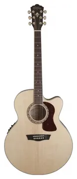 Washburn HJ-40SCE N Chitarra Acustica Elettrificata 4/4 Top Abete Fondo E Fasce IN Acero Fiammato Spalla Mancante Colore Natural
