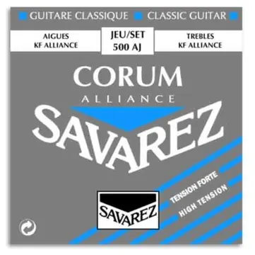 Jogo de Cordas Savarez 500 AJ para Guitarra Clássica Corum Alliance Alta Tensão