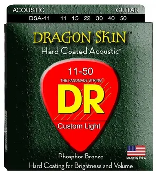 DR STRINGS DSA-11 Dragon Skin Acoustic CORDE PER CHITARRA ACUSTICA PHOSPHOR BRONZE CUSTOM LIGHT - 011/050