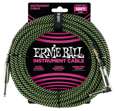 Ernie Ball - 6077 Cavo Braided Black/green 3,05 M