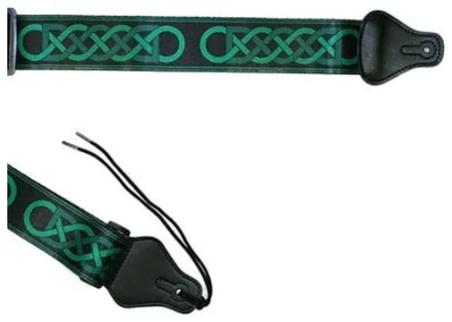 Celtic Knot Guitar Strap Green On Black