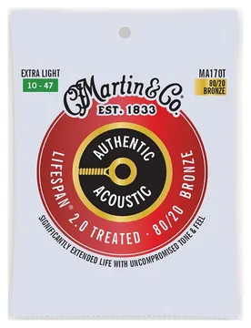 Martin & Co Martin Authentic Acoustic Lifespan 2.0 80/20 Bronze Guitar Strings - Extra Light 10-47