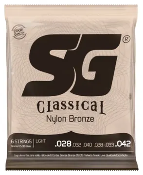 SG Encordoamento para Violão SG de Nylon Classical Nylon Bronze Light - Tensão Leve
