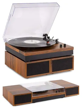 Fenton RP165 (102.154) Wood Giradischi con casse e bluetooth 100w, Legno Marrone