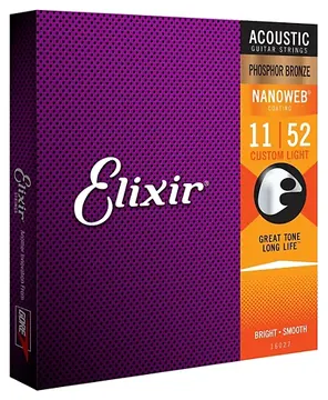 Elixir 16027 Phosphor Bronze Nanoweb Light 11-52