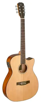 J.N GUITARS BES-ACE N Naturelkleurige elektro-akoestische gitaar, auditoriummodel met massief sparren top, Bessie-serie