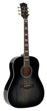 Richwood Heritage Series Guitar Dreadnought with Solid Spruce Top - Trans Black, HSDS-42-TBK
