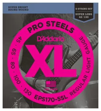 D'Addario EPS170-5SL ProSteels 45-130 S/Long 5-String Bass Guitar Strings