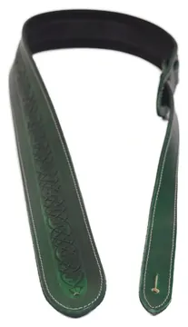 Levin 2" Celtic Revival Embossed Leather Guitar Strap (LS-G-CRL-200-GREEN)