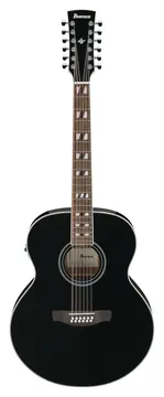 Ibanez AJ7012M1E-BK 12-string Westerngitarre Black High Gloss