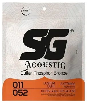 SG Encordoamento SG Violão Aço Phosphor Bronze .011 - .052 Custom Light Gauge