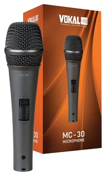Vokal Microfone Vokal MC-30 Dinâmico Unidirecional Cardioide de Mão C/ Fio