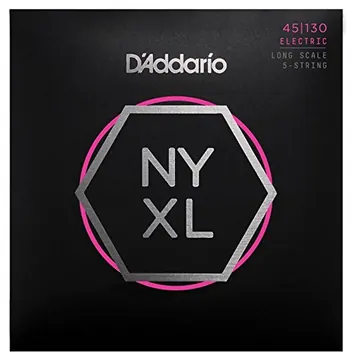 D'Addario NYXL45130 Long Scale Bass Guitar Strings, Regular Light 5-String, 45-130