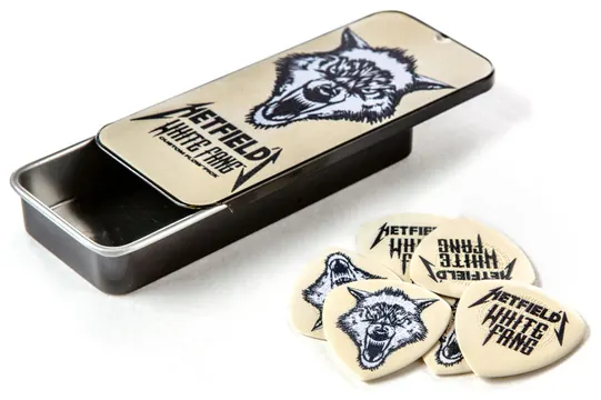 Jim Dunlop PH122T073 Hetfield White Fang Pick Tin Collector Plektren weiss (6 Stück) in Dose, 0,73mm