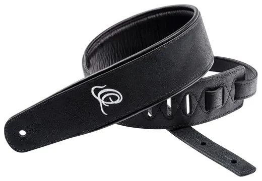 Ortega OSAR-1 Guitar Genuine Leather Strap Ledergurt (70mm), Black Hole