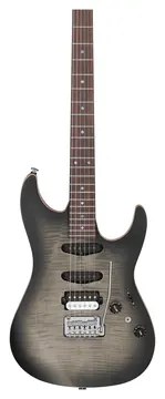 Ibanez TQM2-CUF Tom Quayle Signature Electric Guitar in Charcoal Black Burst Flat