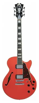 D'Angelico DAPSSFRCSCB Premier SS Singlecut Semi-hollow Stopbar Fiesta Red